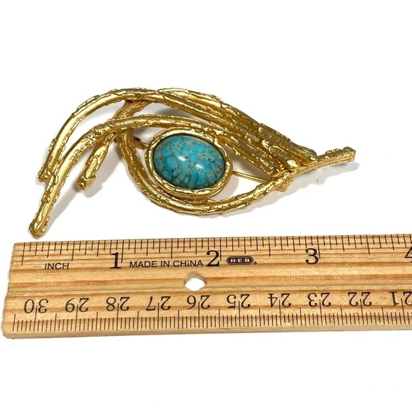Orena Paris Brooch Glass Blue Abstract Gold Tone Vintage Estate
Women's Brooch - Picture 5 of 8